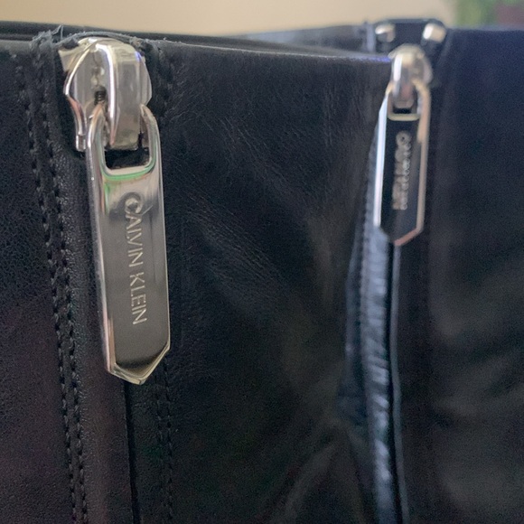 CALVIN KLEIN 205W39NYC Wilamiona Metal Trimmed Heeled Boots - Picture 7 of 13